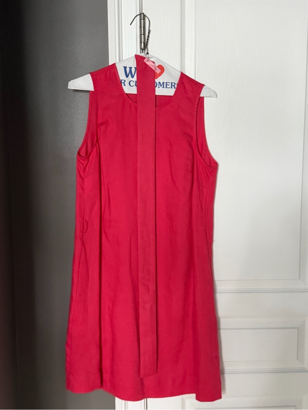 Women's Belted Sleeveless Peach Shift Dress